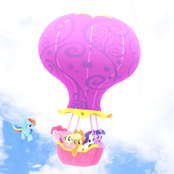 Six Ponies Flying in a Pink Hot Air Balloon