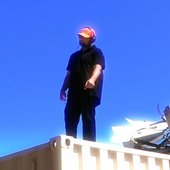 noah on cargo crate