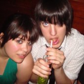Chitan with his on-and-off heterosexual girlfriend.