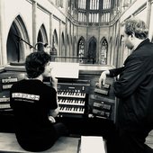 Markko plays pipe organ with choirmaster Viktor Darebný in St. Barbora in Kutná Hora. (2018)