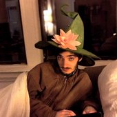 Toby Fox with a Ralsei hat looking chill