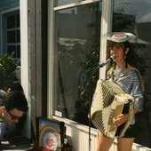 The Space Lady AKA Suzy Soundz with Record-Hat