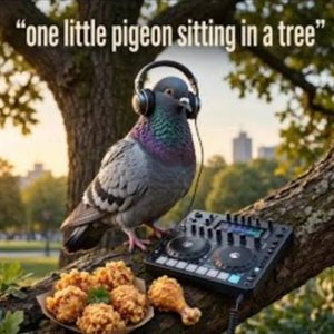 Bild für 'one liitle pigeon sitting in a tree'